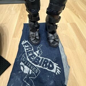 Freebird by Steven Black Leather Strappy Boots